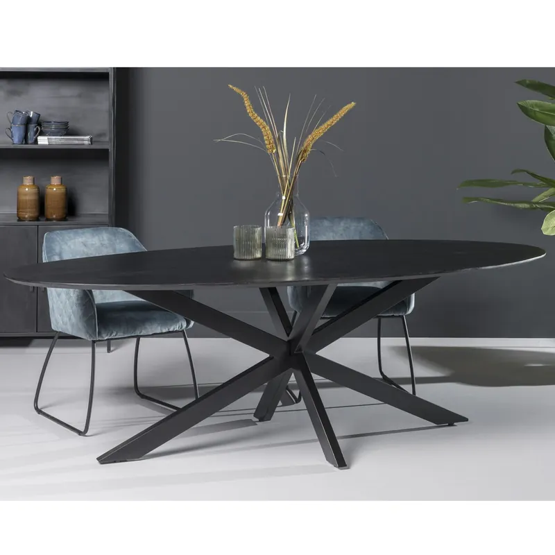 Knallerangebot Esstisch Oslo oval 180 x 90 cm schwarz Akazie