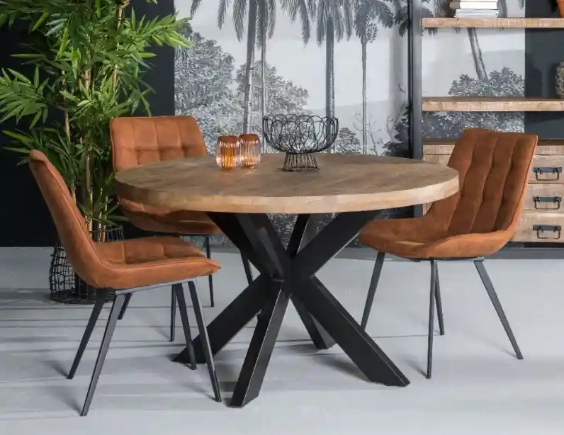 Esstisch Strong Spider Ø 130 cm rund Mango Massivholz Sichere Zahlung