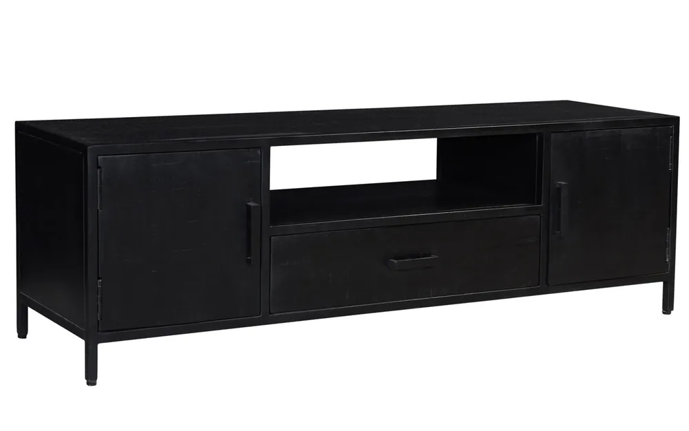 Schneller Versand Industrie TV Möbel Kala 180 cm schwarz Mangoholz Metall Lowboard