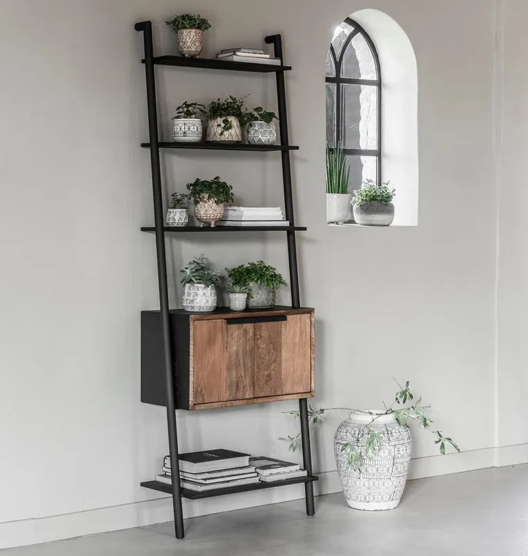 Top-Seller Wandregal Regal Cosmo H 200 cm mit 2 Türen Teakholz
