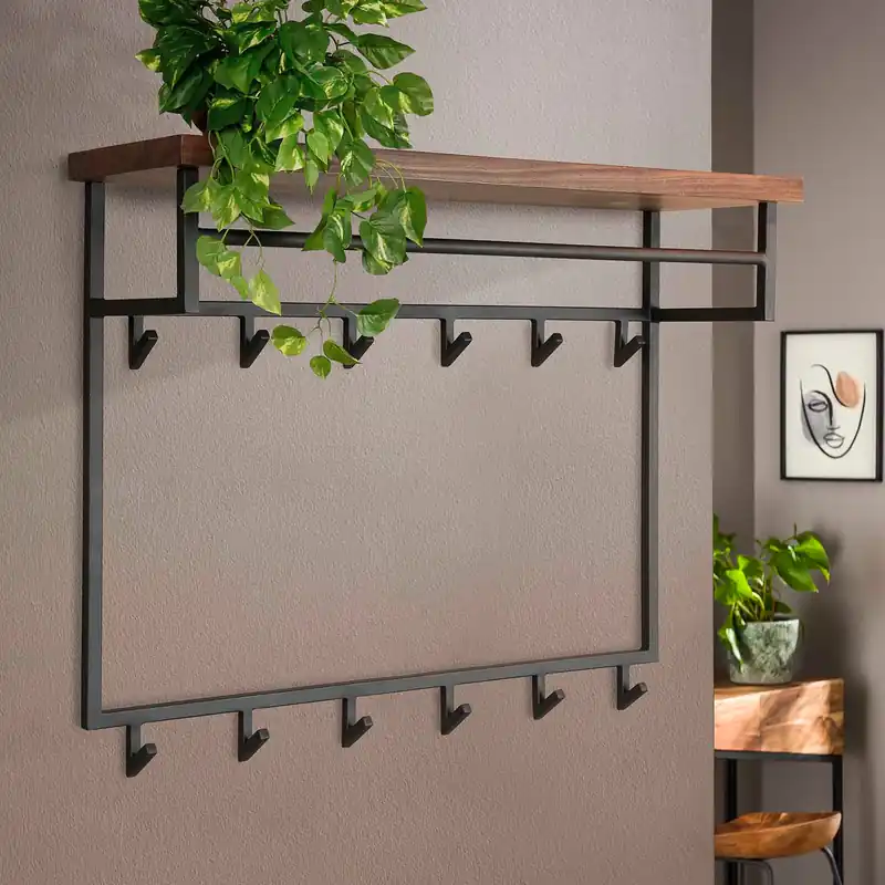 Geprüft Wandgarderobe DAKOTA B 100 cm Metall Saja Holz Garderobe