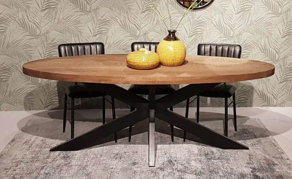 Aktuell Esstisch oval 210 x 100 cm Mango Holz