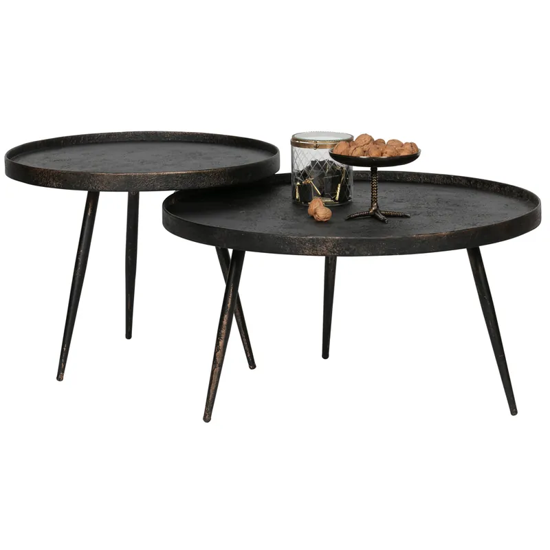 Sofort Bestellen Beistelltisch Couchtisch Bounds Ø 76 cm Metall antikgold Kafeetisch Sofatisch