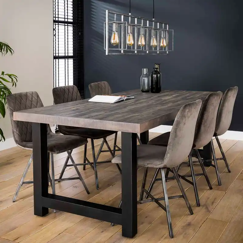 Esstisch Akazie 200 x 100 cm Massivholz grau Finish Online Kaufen