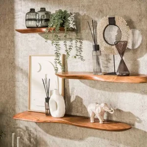 Neu Im Sortiment Wandregal NATURAL 90 cm Akazie mit organischer Form