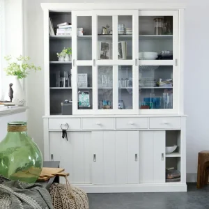 wooog Vitrine LAGOS Schrank weiss Küchenschrank Echt