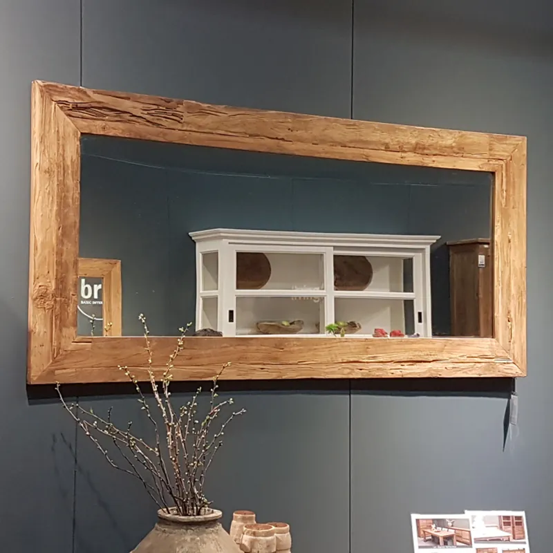 Sichere Zahlung Wandspiegel EROSIE 200 x 80 cm Spiegel Teakholz