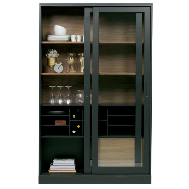 Ausverkauf woood Vitrine Schrank James 200 cm schwarz