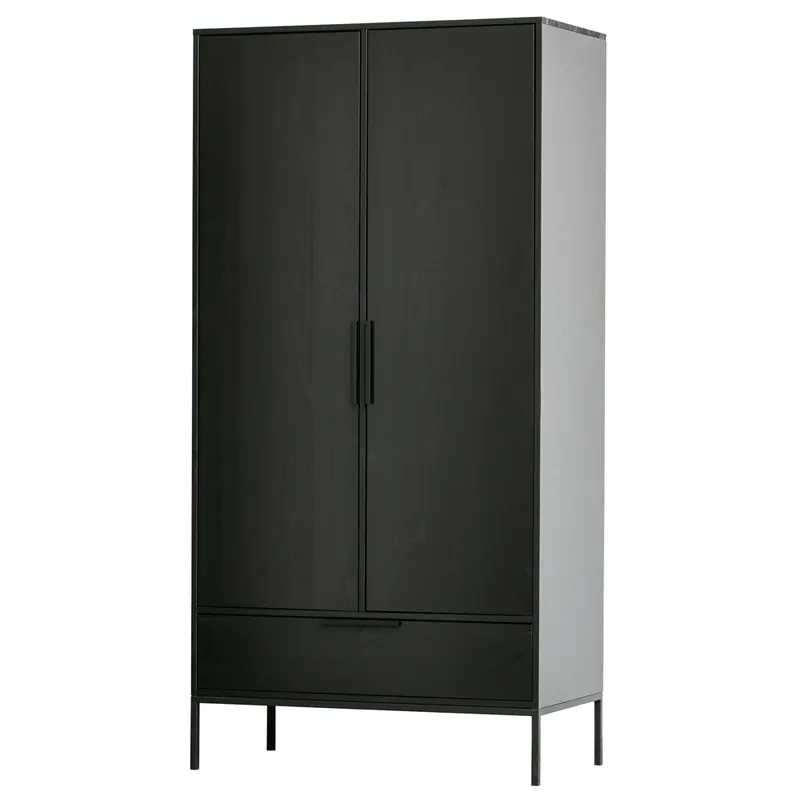 Kleiderschrank Adam schwarz 100 cm Kiefer Abverkauf