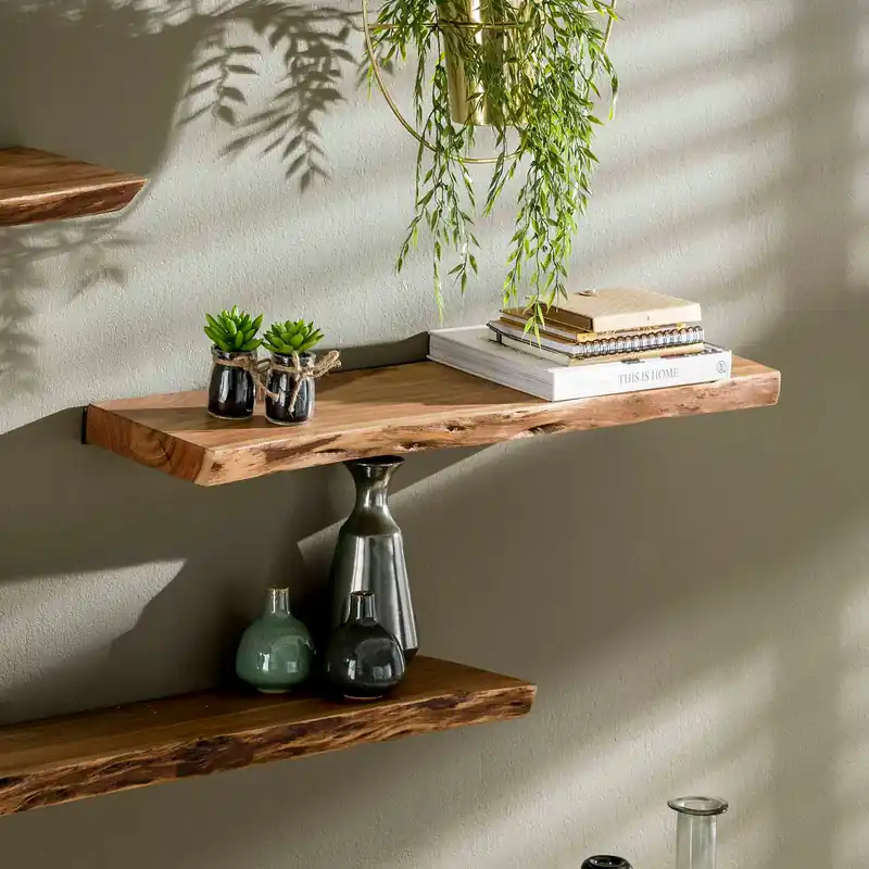 Sonderaktion Wandregal Baumkante 90 cm Akazie Massivholz