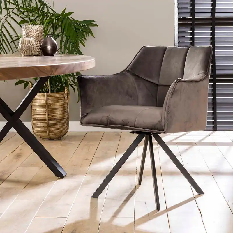 2´er Set Samt Polsterstühle FINO in Anthrazit drehbar Top-Seller