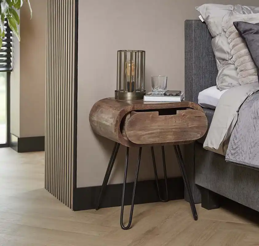 Garantierte Lieferung Nachttisch BALOU H 60 cm 1 Schublade Mango Holz