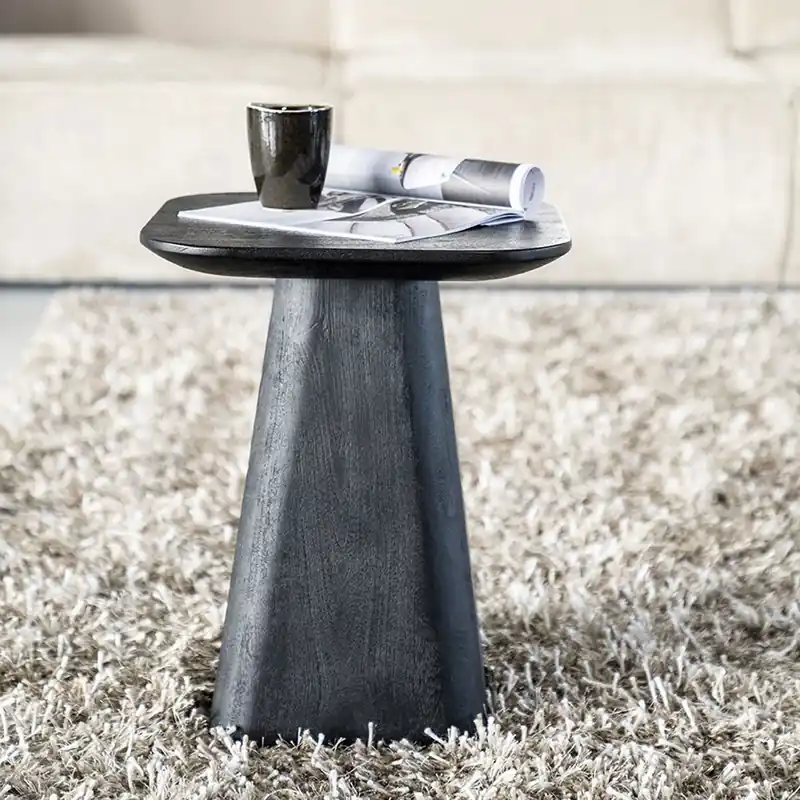 Billig Beistelltisch Aron 40 x 40 cm Mango Massivholz schwarz