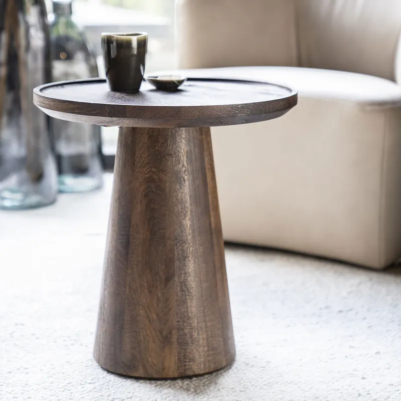 Couchtisch Beistelltisch Ron Ø 46 cm Mangoholz braun Direkt Vom Hersteller