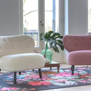 Beliebt Retro Lounge Sessel Kita rosa pink Teddy Stoff
