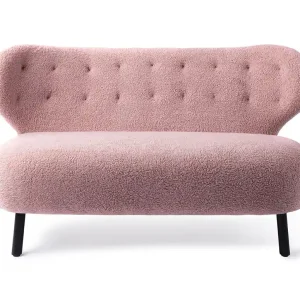 Retro Lounge Sofa Bank Kita pink rosa Teddy Stoff Preisknaller