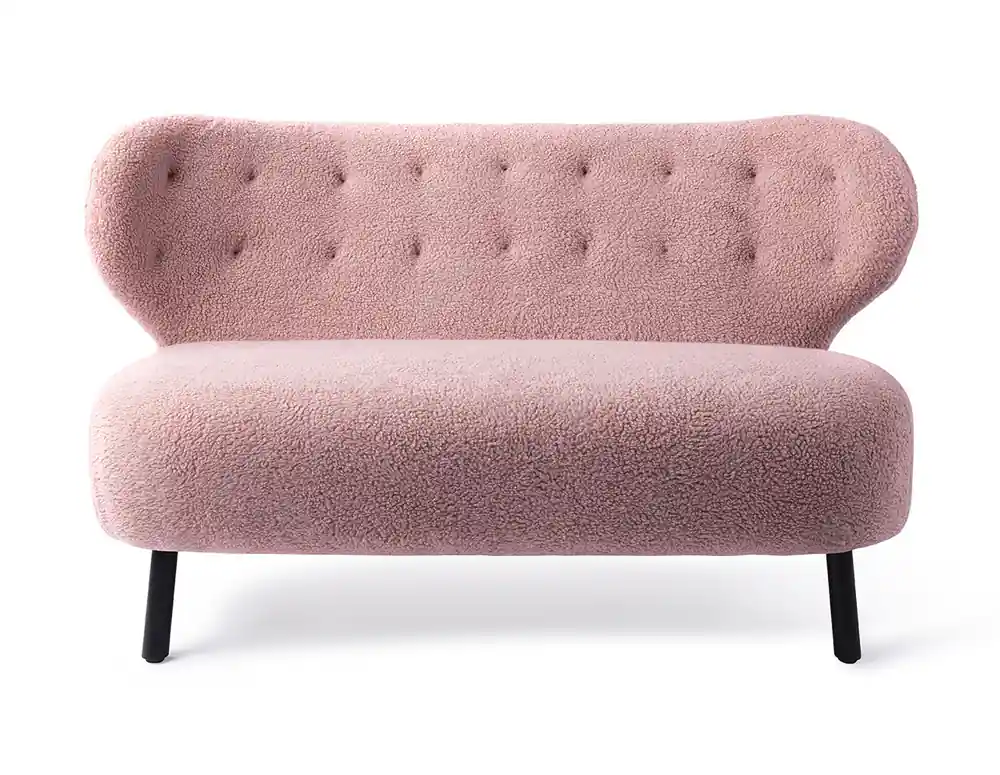 Retro Lounge Sofa Bank Kita pink rosa Teddy Stoff Preisknaller