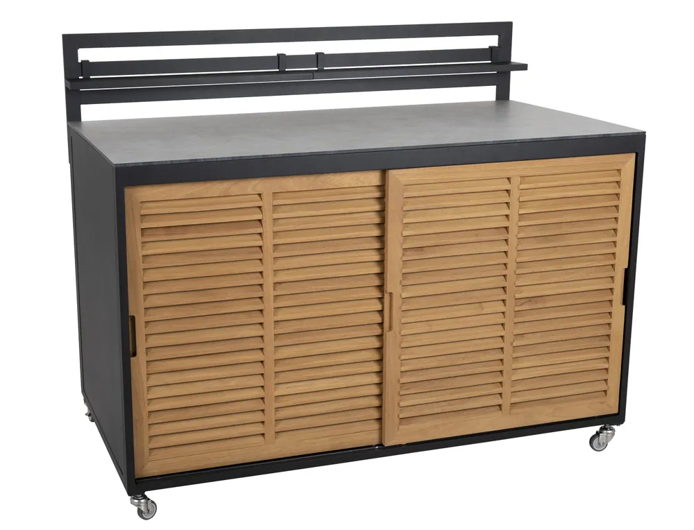 Fornax Garten Outdoor Küche ARBEITSFLÄCHE 140 cm Alu Teakholz Top-Seller