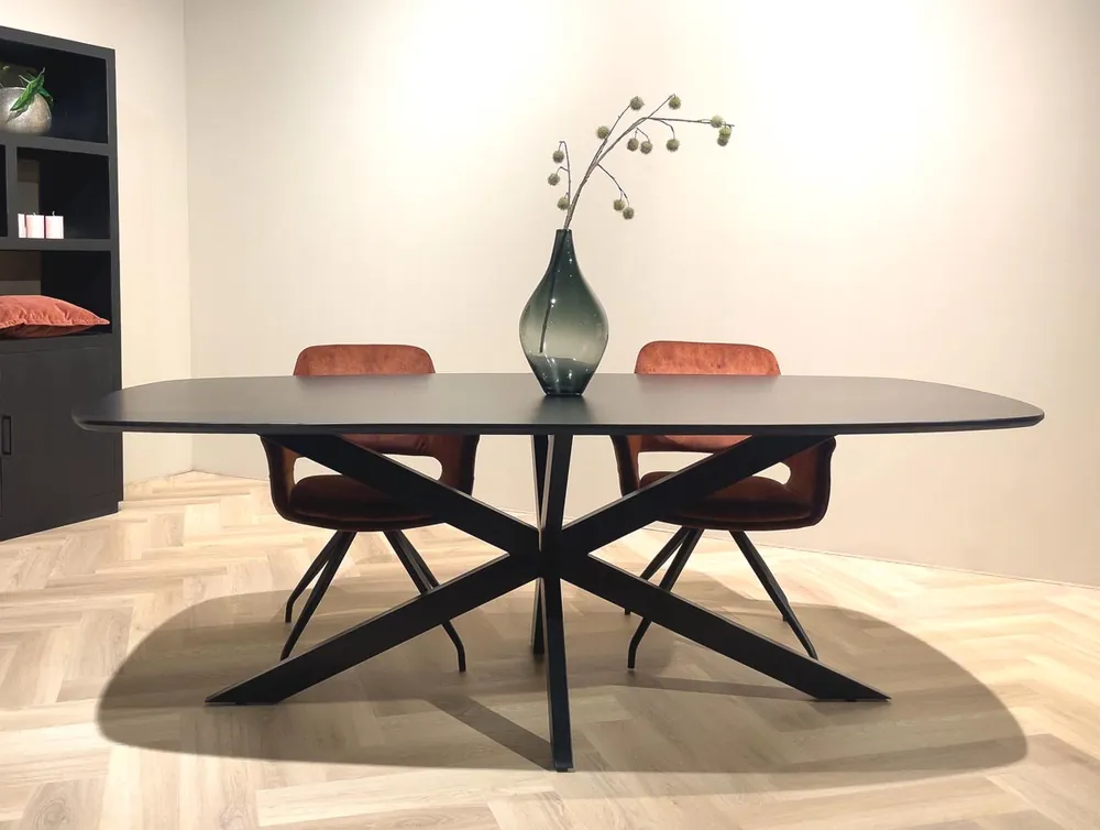 Esstisch Jesper oval 230 x 105 cm Mangoholz schwarz Direkt Vom Hersteller