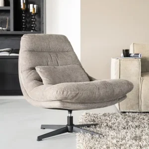 Preisreduziert Sessel CONCIL drehbar mit Kissen Stoff beige