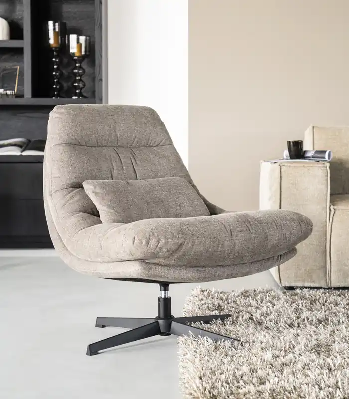 Preisreduziert Sessel CONCIL drehbar mit Kissen Stoff beige