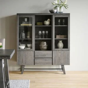 Sonderangebot Highboard aus Eiche Küchenschrank Vitrine braun