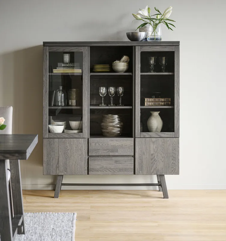 Sonderangebot Highboard aus Eiche Küchenschrank Vitrine braun