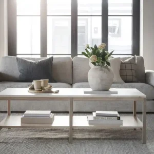 Versand Am Gleichen Tag Couchtisch Eiche Tischplatte beige Travertin 140 cm