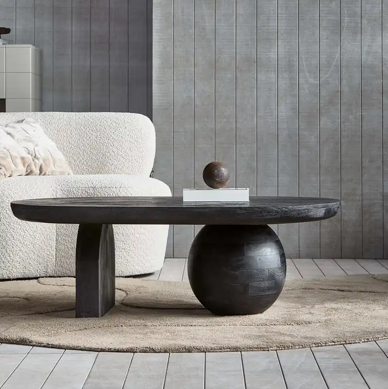 Couchtisch Steppe 110 x 72 cm oval Mangoholz schwarz Solange Der Vorrat Reicht