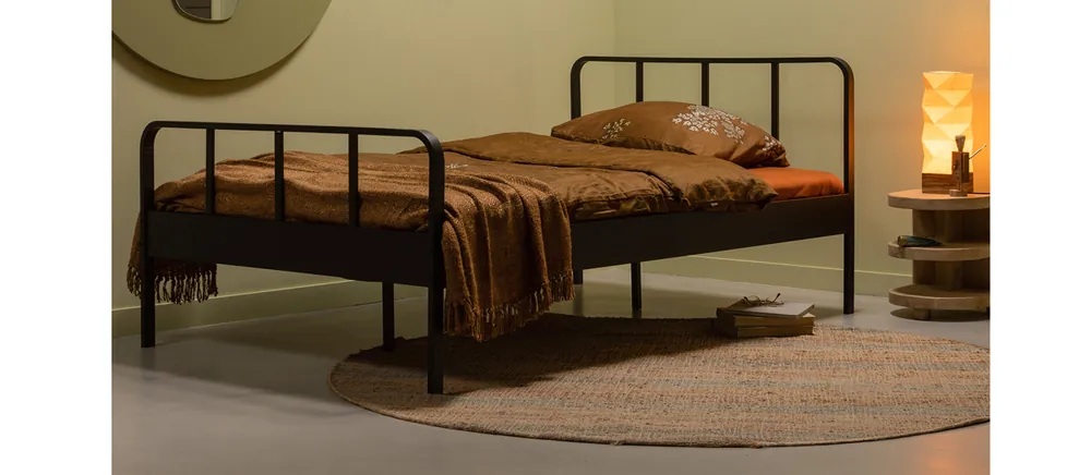 Einzelbett Mees schwarz 200 x 120 cm Metallbett Bett Echt