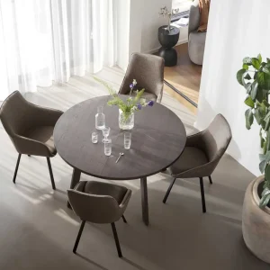 Schneller Versand Esstisch HILDIS ausziehbar Eiche braun rund 130 cm