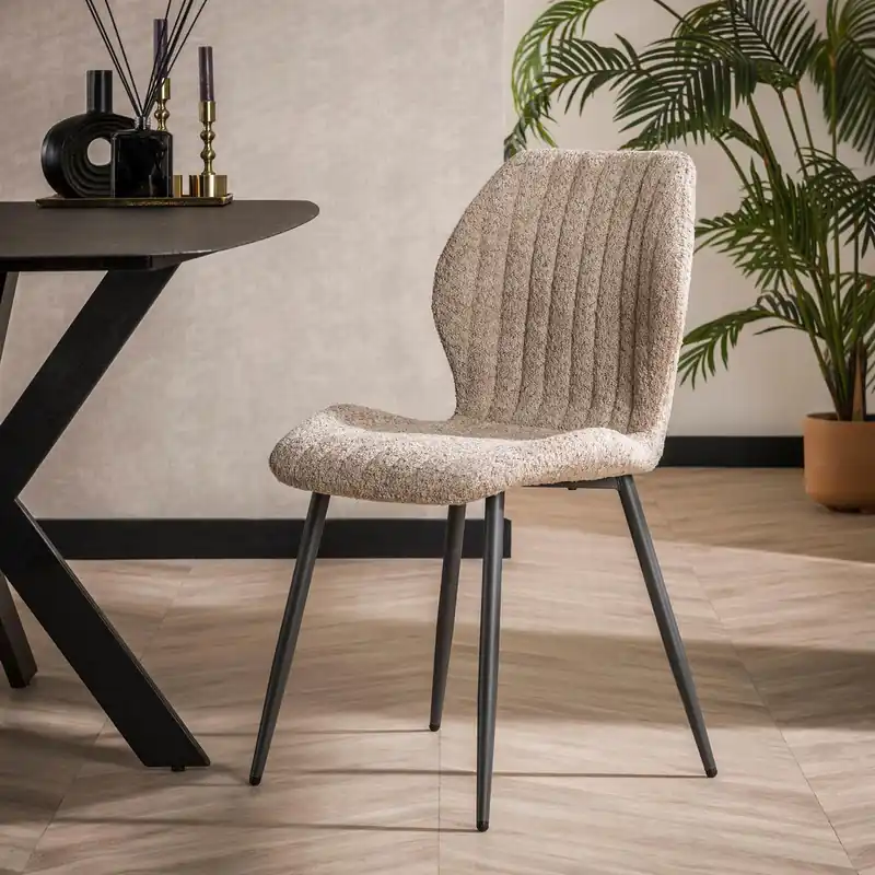 2er Set Esszimmerstuhl NELO Küchenstuhl Boucle sand Solange Der Vorrat Reicht