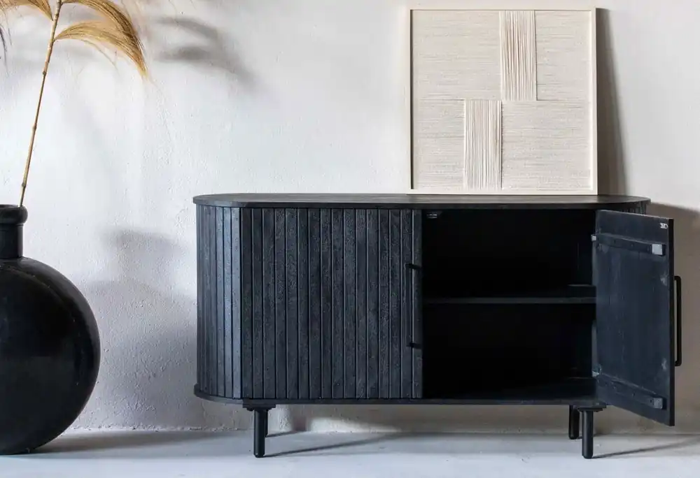 Begrenztes Angebot Kommode Marlen 140 cm Mangoholz Metall schwarz