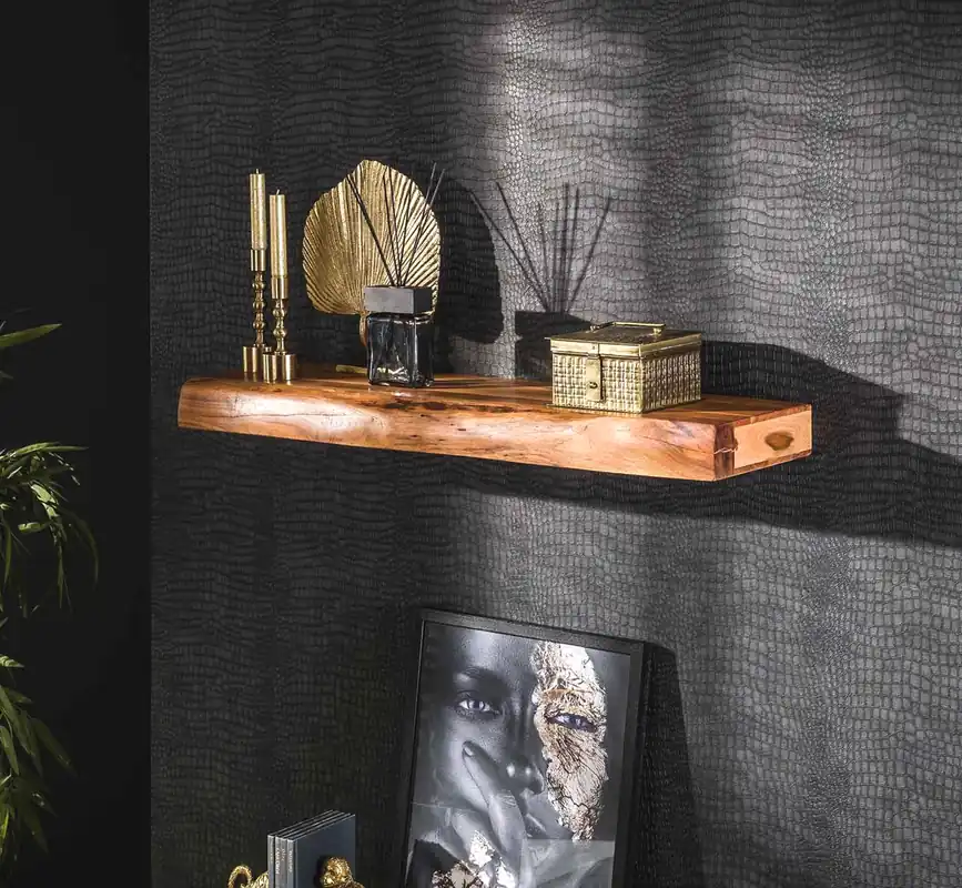 Online Kaufen Wandregal Holzregal Regal 100 cm Akazie mit Baumkante
