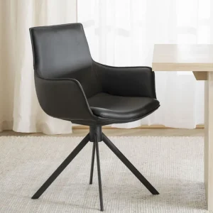 Begrenztes Angebot Esszimmerstuhl RAPPO Leder drehbar Drehstuhl schwarz