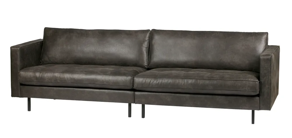 Super-Preis 3 Sitzer Sofa RODEO CLASSIC recyceltes Leder schwarz