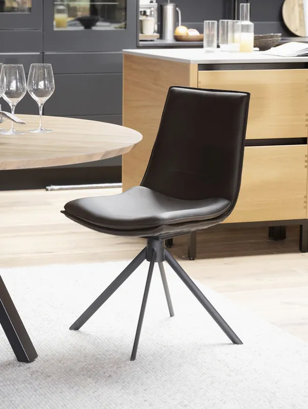 Esszimmerstuhl RAPPO Leder drehbar Drehstuhl braun Super-Preis