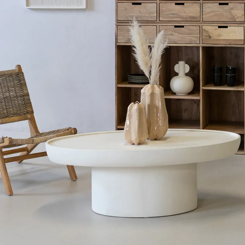 Versand Am Gleichen Tag Couchtisch ALEA oval 120 x 65 cm beige Beistelltisch