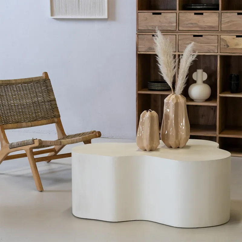 Couchtisch ALVA organisch 100 x 65 cm Mangoholz weiß Knallerangebot