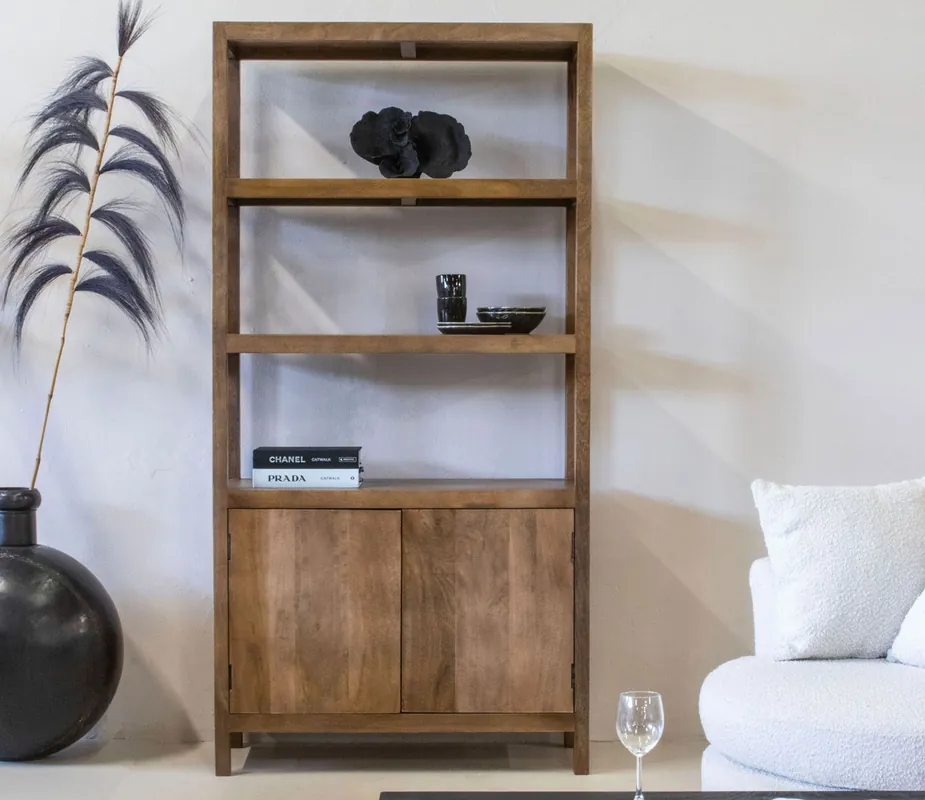 Schrank Regal ANTONI Mangoholz natur Wandschrank Nur Heute