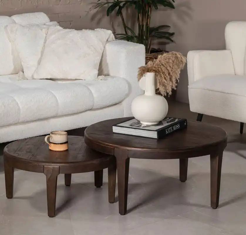 2´er Set Couchtisch LIO rund Akazie Neue Ware