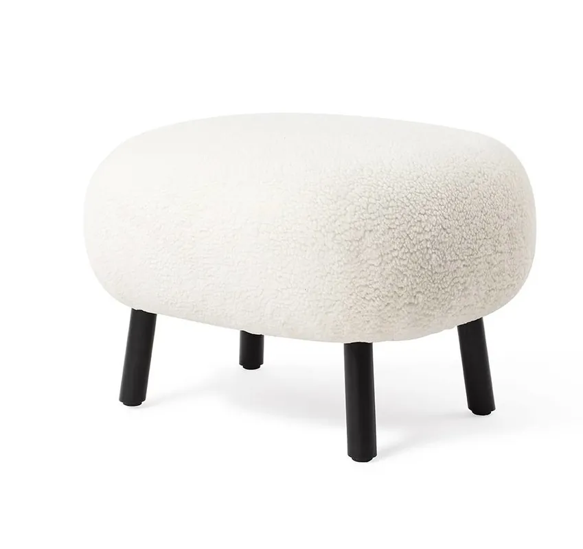 Retro Fusshocker Poef Kita Teddy Stoff cream Neu Im Sortiment
