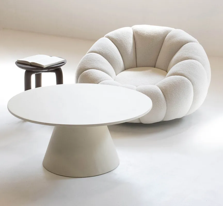 Sichere Zahlung Couchtisch NELO rund Ø 90 cm Mango Holz beige