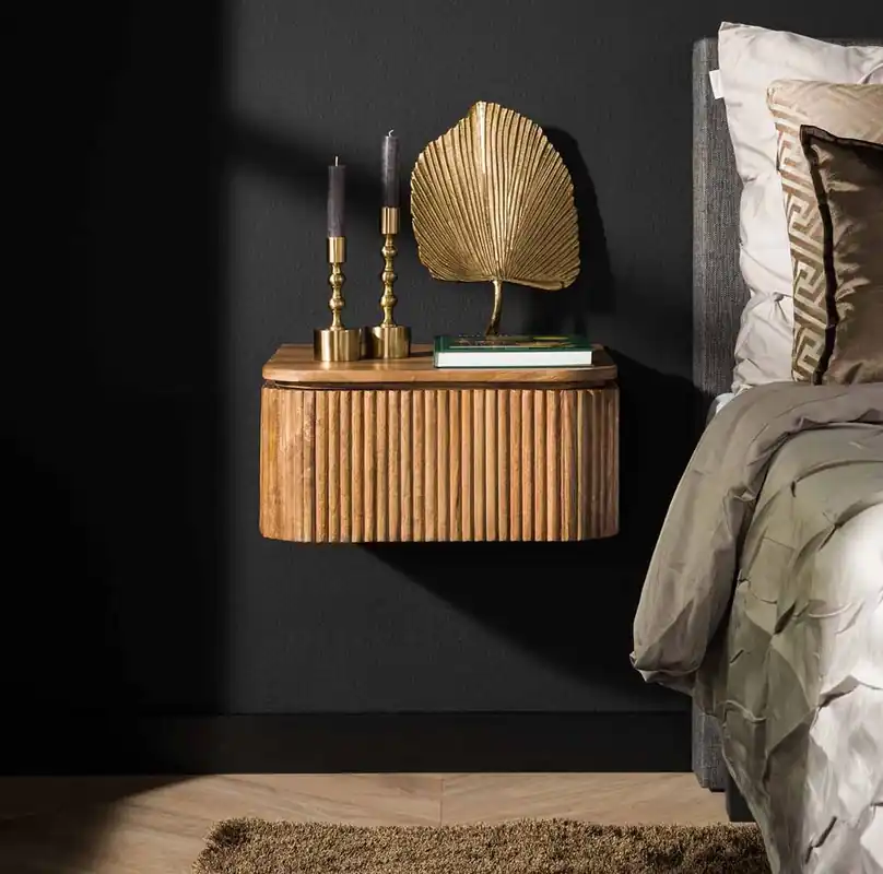 Neue Kollektion Nachttisch SWELL hängend mit Ablage Mangoholz