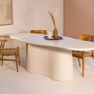 Esstisch NORA organisch oval 260 x 110 cm beige Beton Ciré Sonderaktion