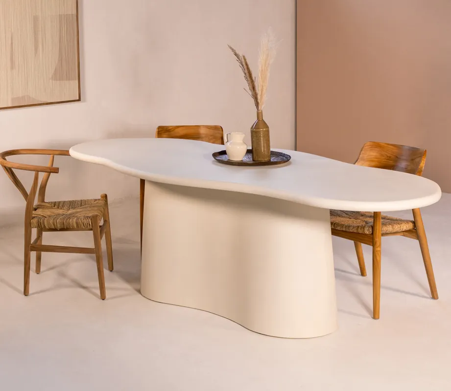 Esstisch NORA organisch oval 260 x 110 cm beige Beton Ciré Sonderaktion