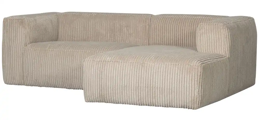 Saisonangebot Ecksofa BEAN Ribcord Travertin Longchair rechts