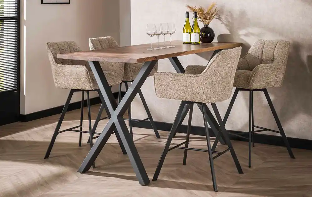 Schnäppchen 2er Set Barhocker FINO drehbar SH 69 cm Boucle sand