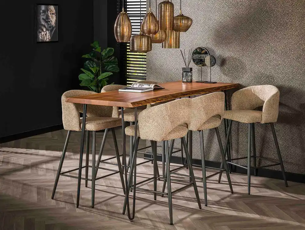 2er Set Barhocker NICO SH 69 cm Boucle sandfarben Neue Kollektion
