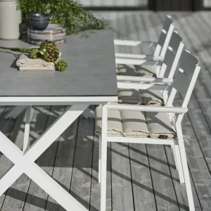 Gartentstuhl DELIA mit Armlehnen Aluminium weiss stapelbar Kracherpreis
